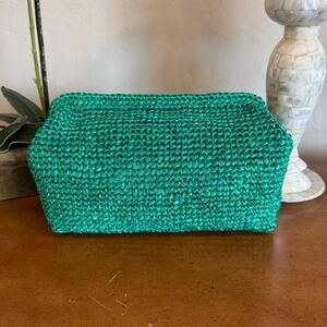 J.Crew Portofino Faux Raffia Clutch Emerald Green NWT